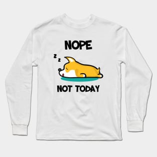 Welsh Corgi Sleeping Lazy Day Dog Lovers Long Sleeve T-Shirt